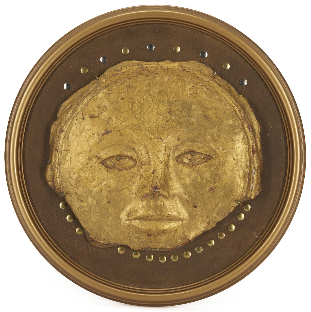 Lot 1017: 2 Olen Bryant Gilt Face Mask Sculptures Incl. Signed