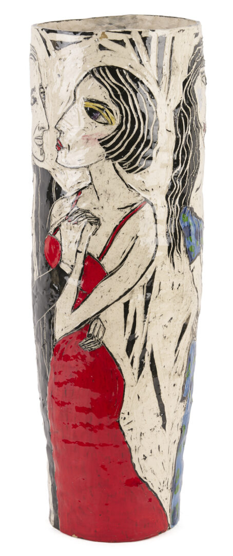 Lot 1018: Polly Cook Tall Ceramic Umbrella Stand or Vase