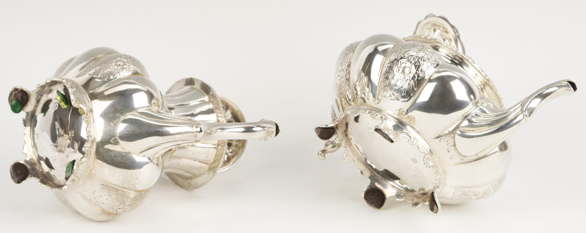 Lot 101: 4 Pc. Barker Ellis Sterling Silver Tea Set w/ Silverplate Tray