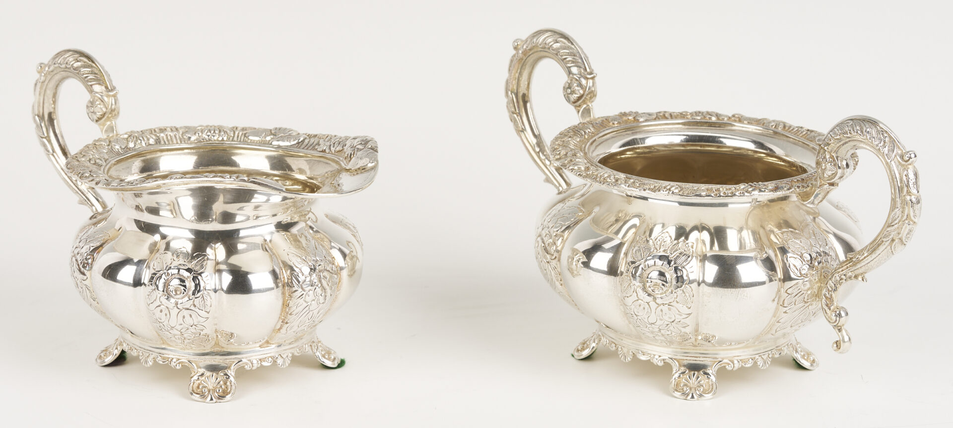 Lot 101: 4 Pc. Barker Ellis Sterling Silver Tea Set w/ Silverplate Tray
