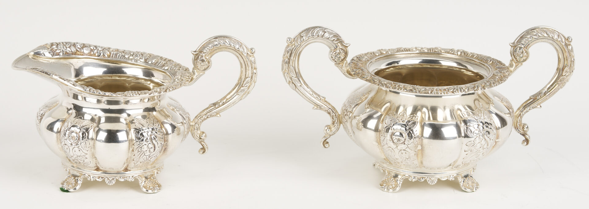 Lot 101: 4 Pc. Barker Ellis Sterling Silver Tea Set w/ Silverplate Tray