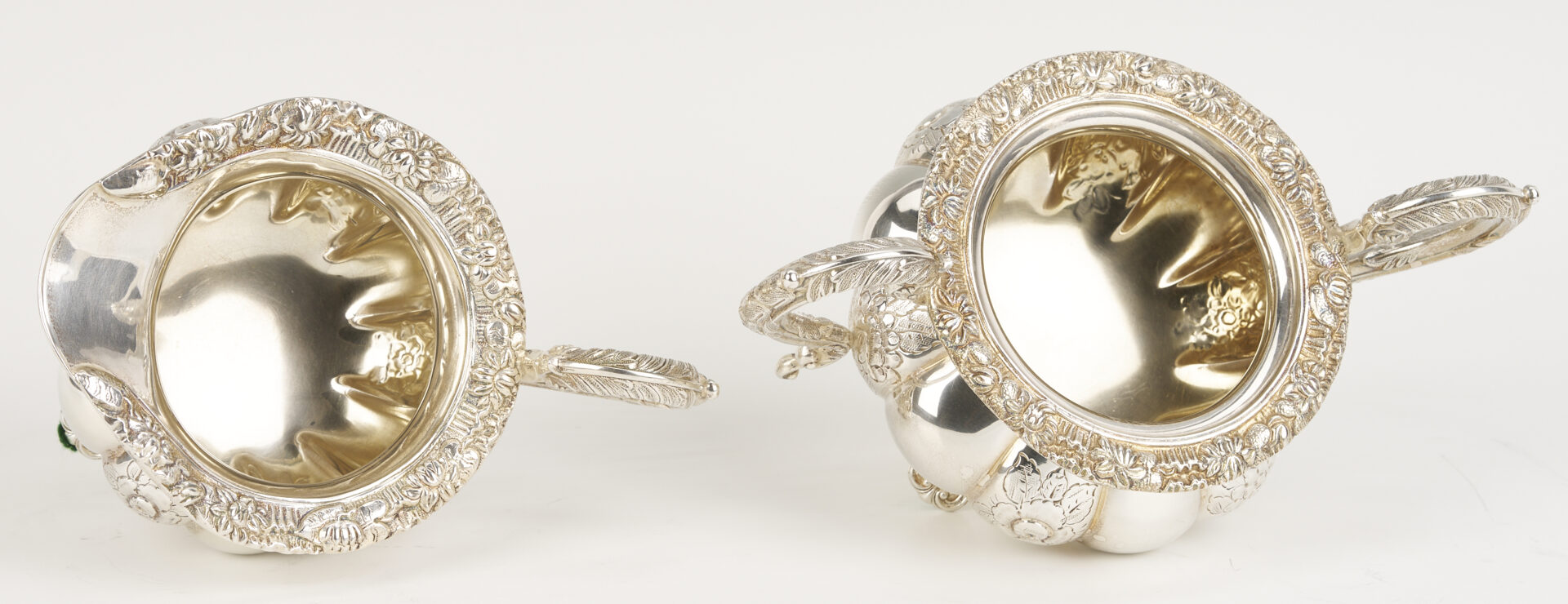 Lot 101: 4 Pc. Barker Ellis Sterling Silver Tea Set w/ Silverplate Tray