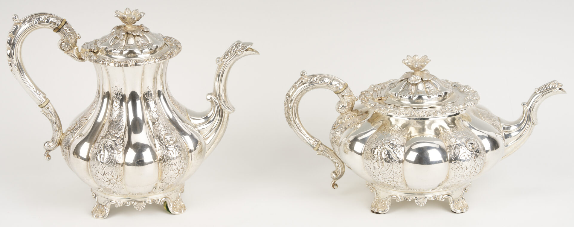 Lot 101: 4 Pc. Barker Ellis Sterling Silver Tea Set w/ Silverplate Tray