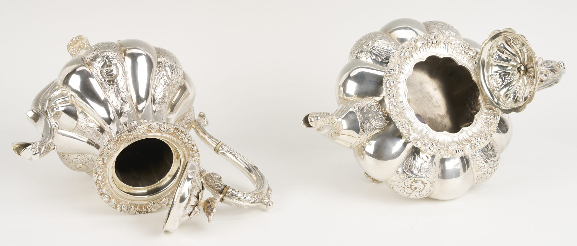 Lot 101: 4 Pc. Barker Ellis Sterling Silver Tea Set w/ Silverplate Tray