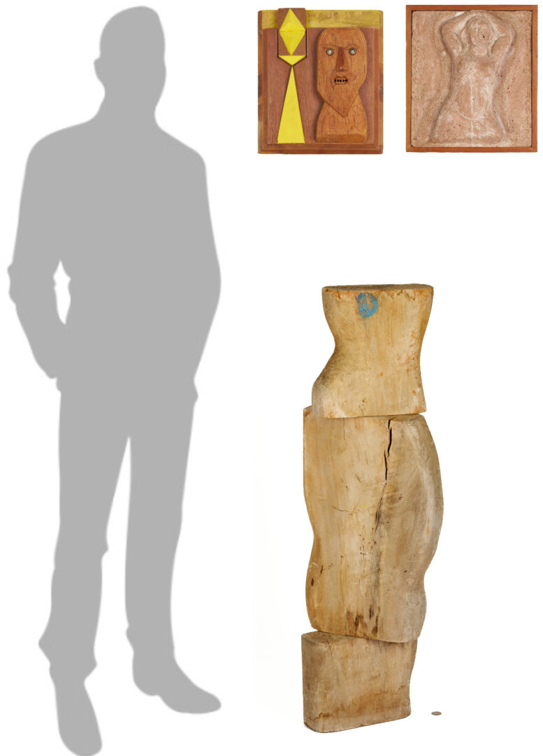 Lot 1020: 3 Meyer Wolfe Sculptures Incl. Figural Reliefs & Abstract