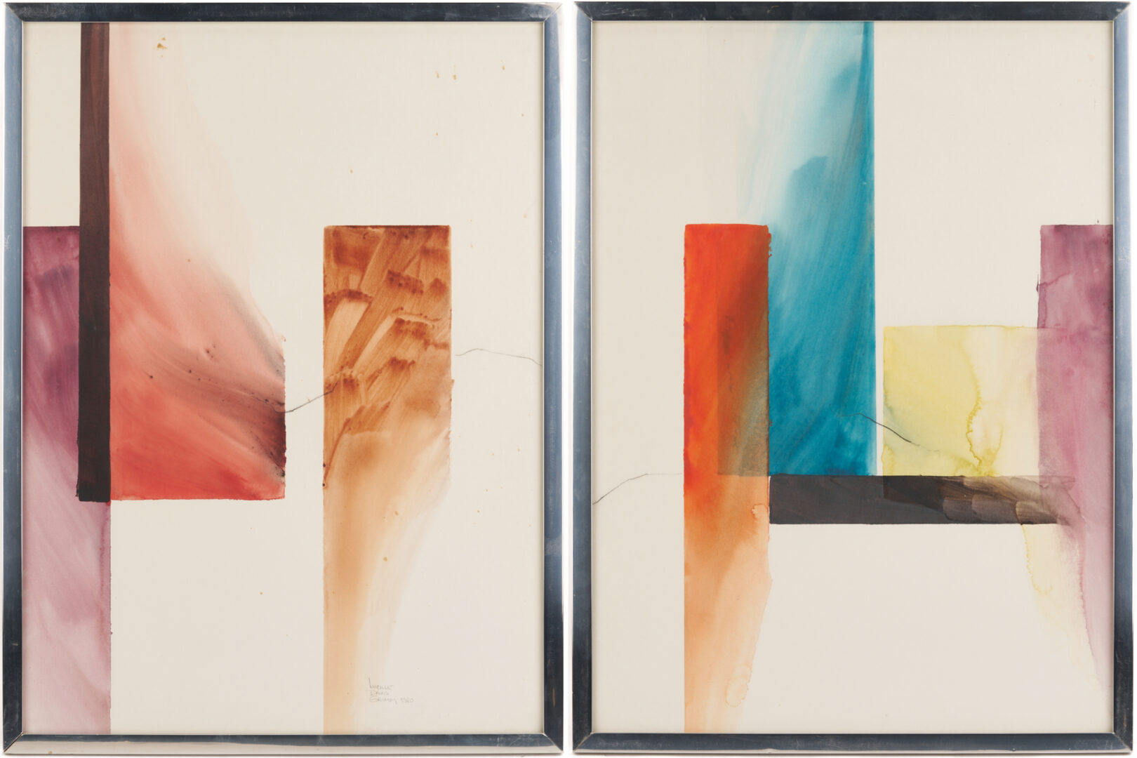 Lot 1022: 2 Lucille Davis Grimm Abstract Watercolor Paintings