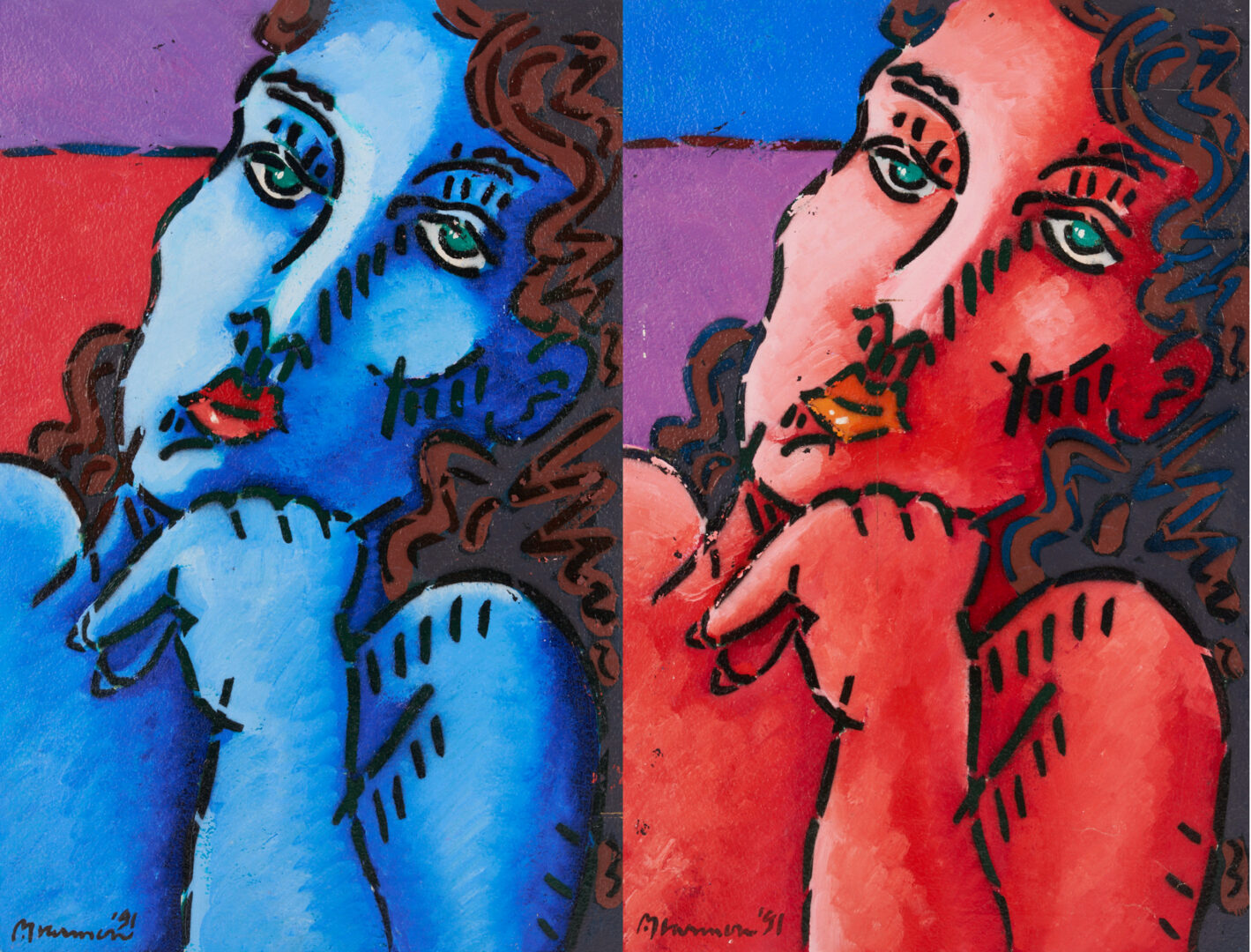 Lot 1023: Paul Harmon diptych, Madame Bovary