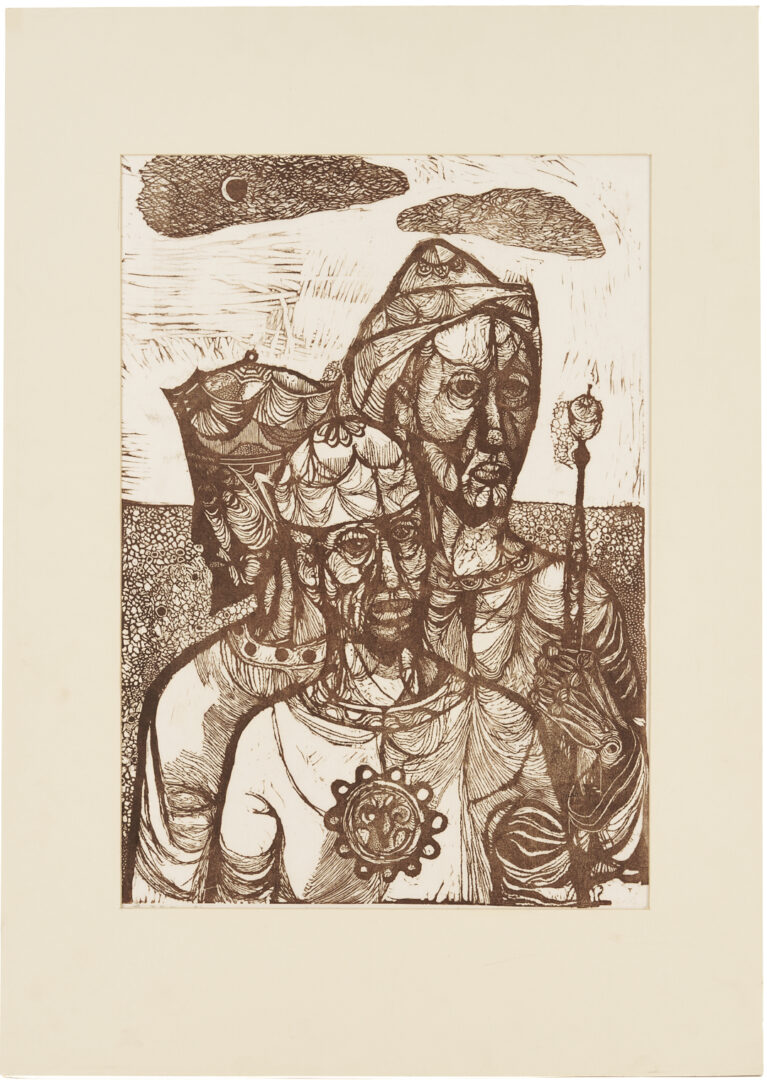 Lot 1026: Frederick D. Jones Linocut, The Three Kings