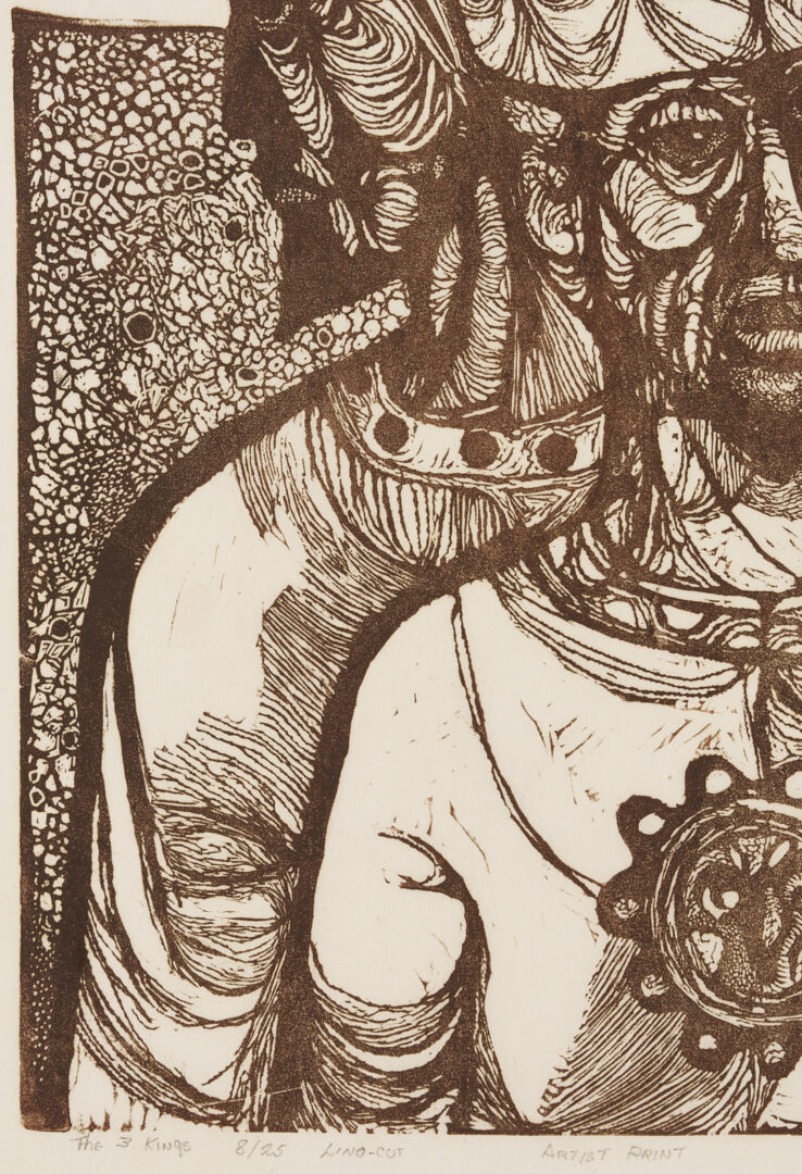 Lot 1026: Frederick D. Jones Linocut, The Three Kings