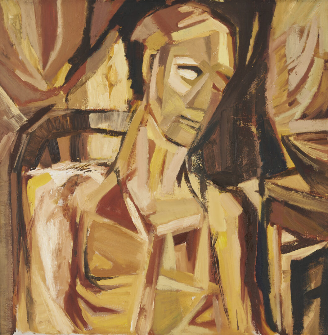 Lot 1027: Jean Penland Modernist O/C, Half Figure Man