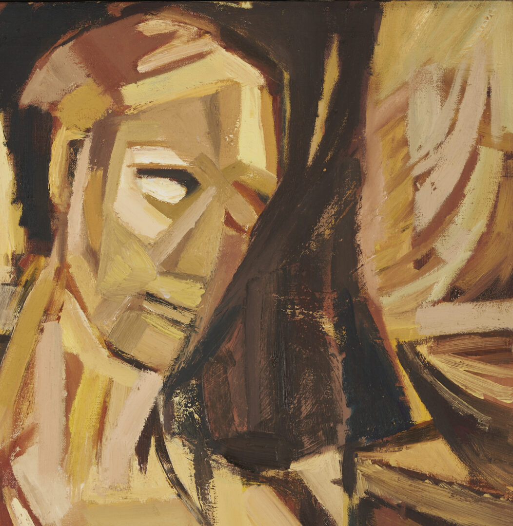 Lot 1027: Jean Penland Modernist O/C, Half Figure Man