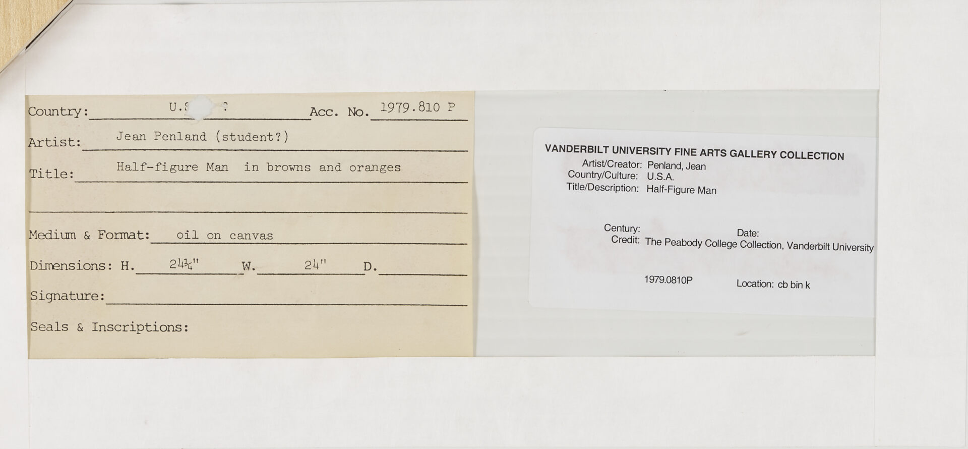 Lot 1027: Jean Penland Modernist O/C, Half Figure Man