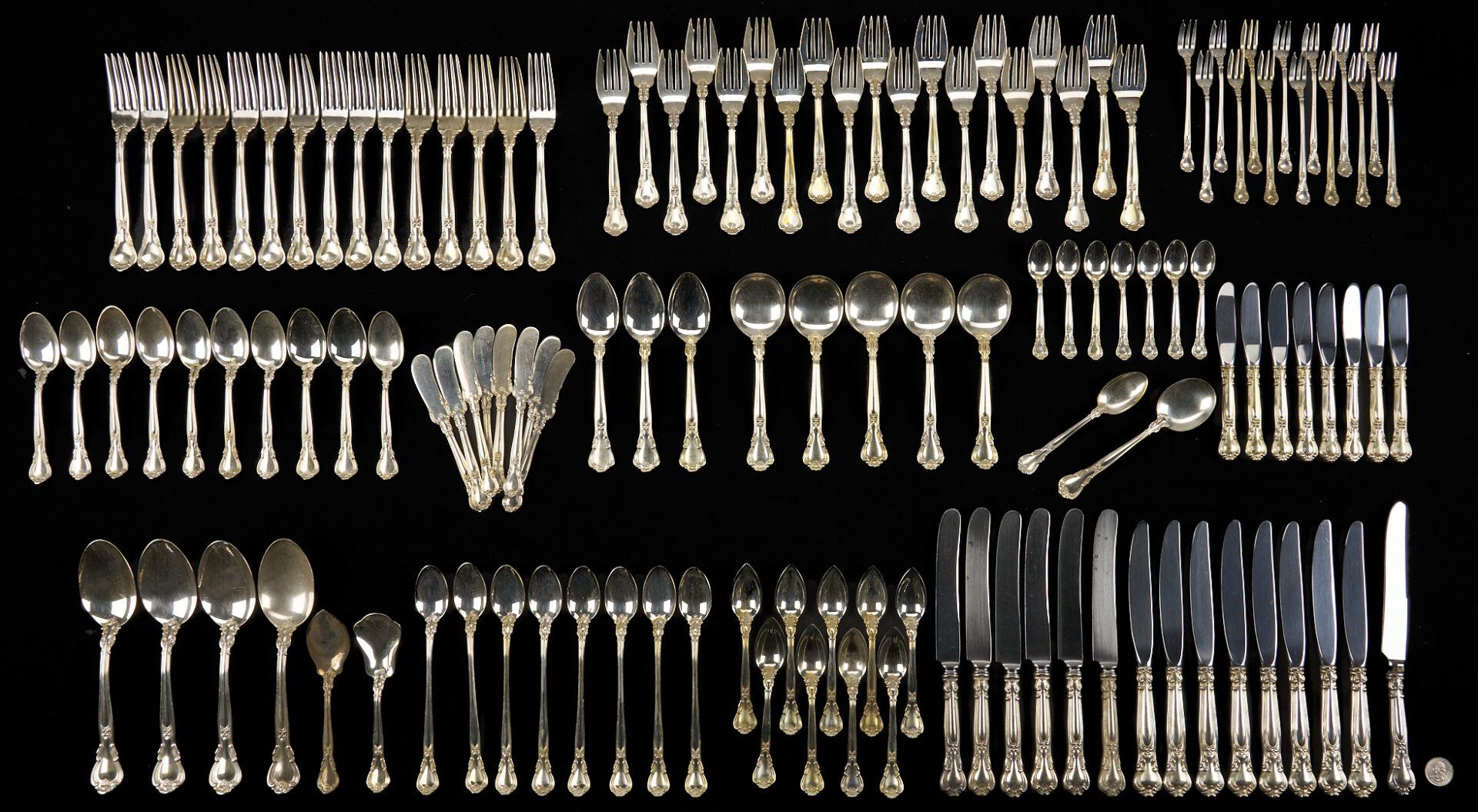 Lot 102: 129 Pcs. Gorham Chantilly Sterling Flatware