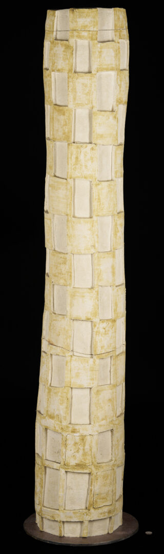 Lot 1036: Paloma Torres Estrada Clay Totem Sculpture, Column with Windows