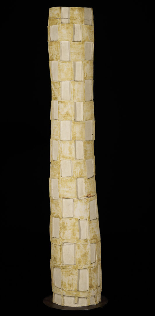 Lot 1036: Paloma Torres Estrada Clay Totem Sculpture, Column with Windows