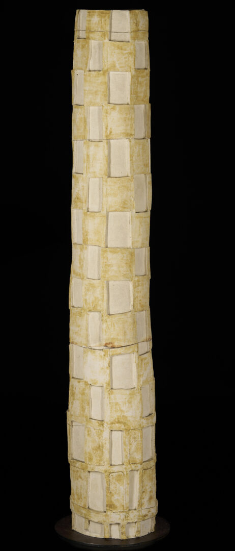 Lot 1036: Paloma Torres Estrada Clay Totem Sculpture, Column with Windows