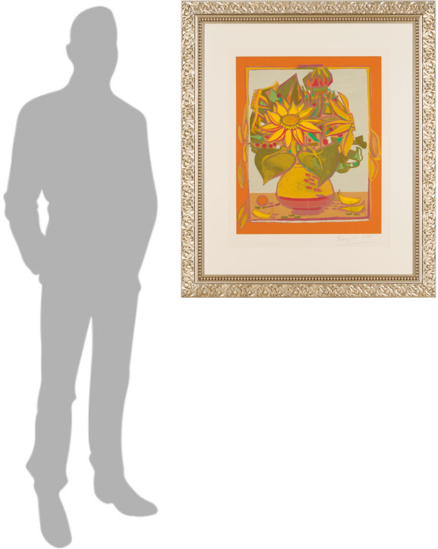 Lot 1039: Francoise Gilot Signed Lithograph, Sunflower w/ Fallen Petals