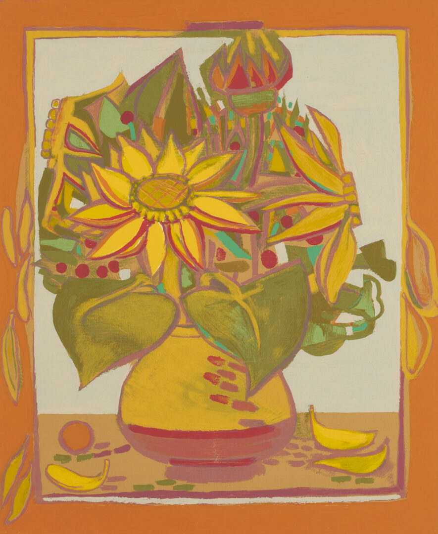 Lot 1039: Francoise Gilot Signed Lithograph, Sunflower w/ Fallen Petals