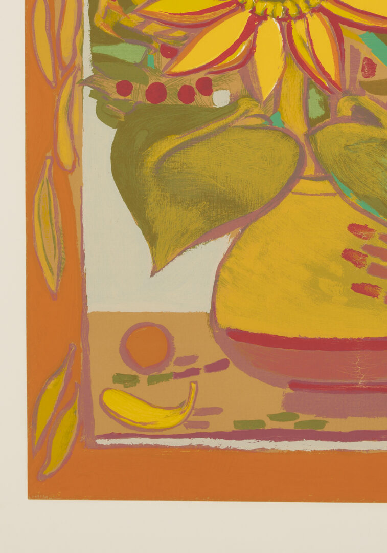 Lot 1039: Francoise Gilot Signed Lithograph, Sunflower w/ Fallen Petals