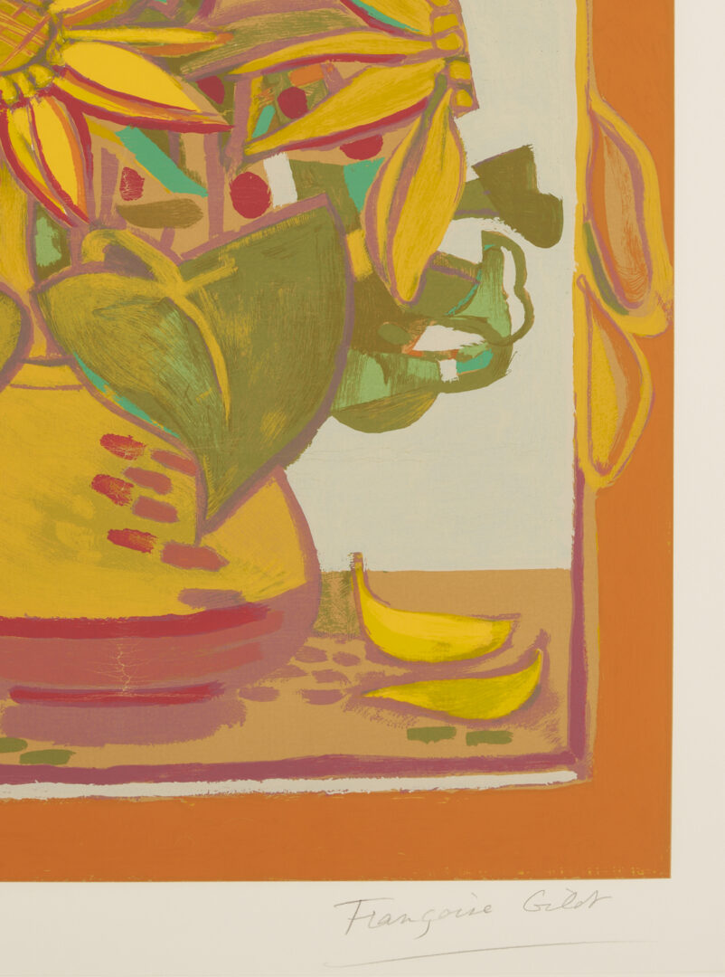 Lot 1039: Francoise Gilot Signed Lithograph, Sunflower w/ Fallen Petals