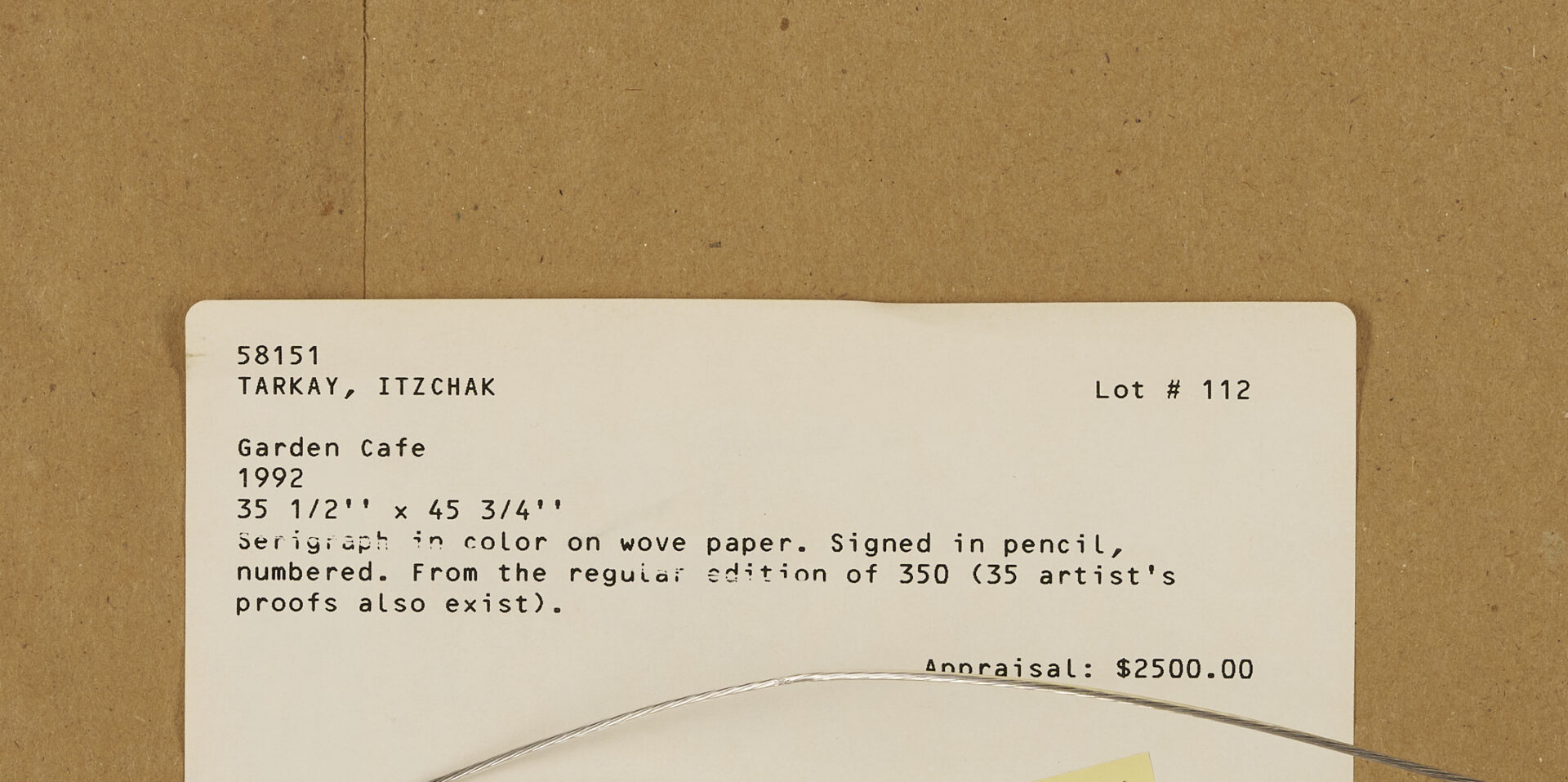 Lot 1042: Itzchak Tarkay Serigraph, Garden Cafe