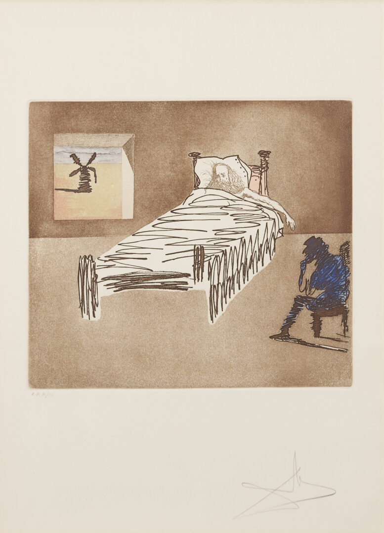 Lot 1043: Large Salvador Dali Signed Etching, Le Legacy from Historia de Don Quichotte de la Mancha