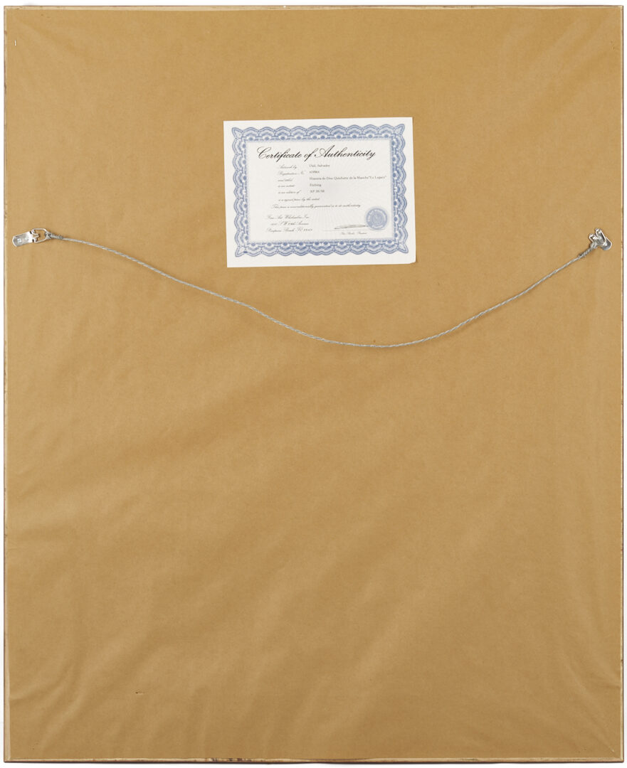 Lot 1043: Large Salvador Dali Signed Etching, Le Legacy from Historia de Don Quichotte de la Mancha