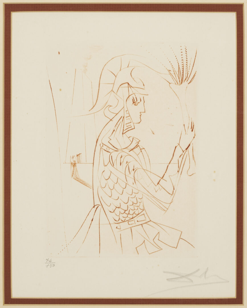 Lot 1044: Dali Signed Drypoint, Troilus & Cressida from Much Ado About Shakespeare