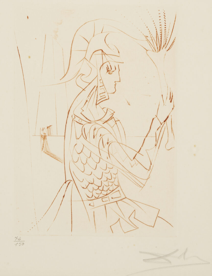 Lot 1044: Dali Signed Drypoint, Troilus & Cressida from Much Ado About Shakespeare