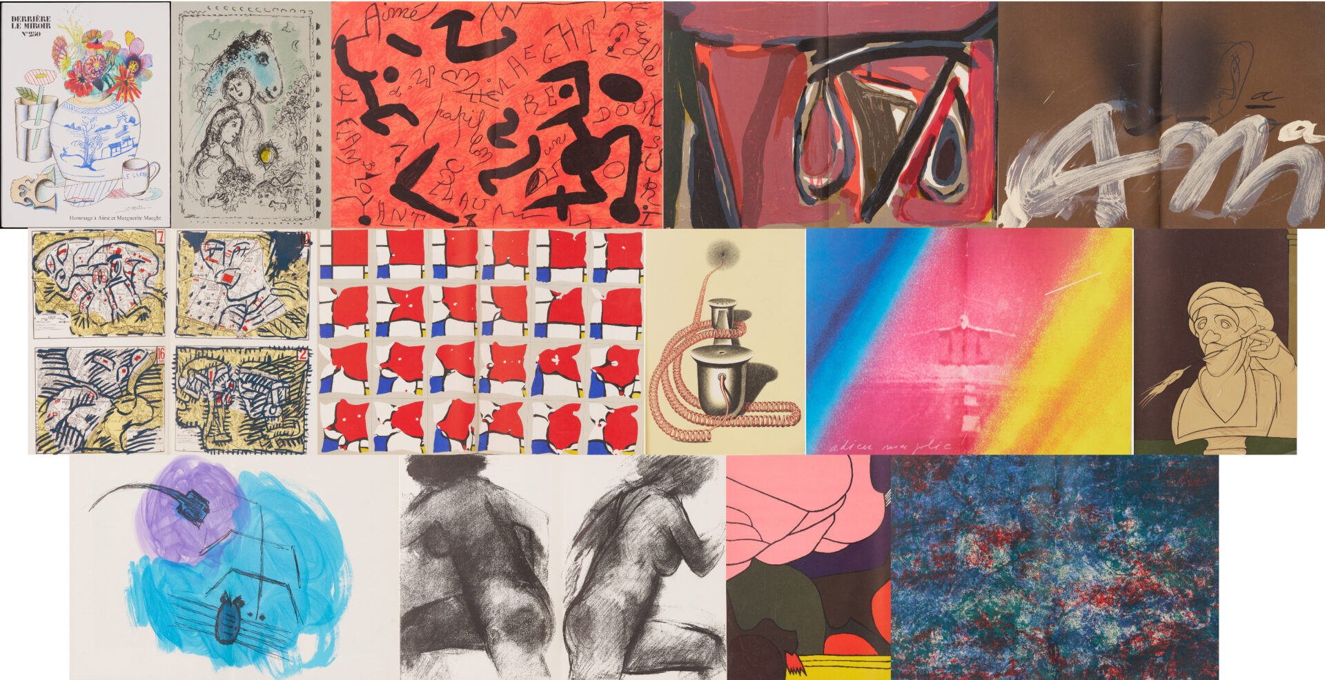 Lot 1047: Derriere le Miroir 250 w/ 25 Original Lithographs by Chagall, Miro, Steinberg, Tapies, Etc.