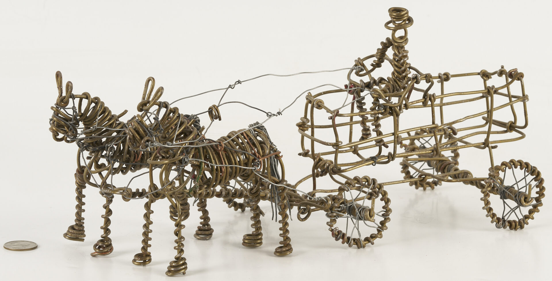 Lot 1050: Vannoy Streeter Wire Sculpture, Horse Drawn Wagon
