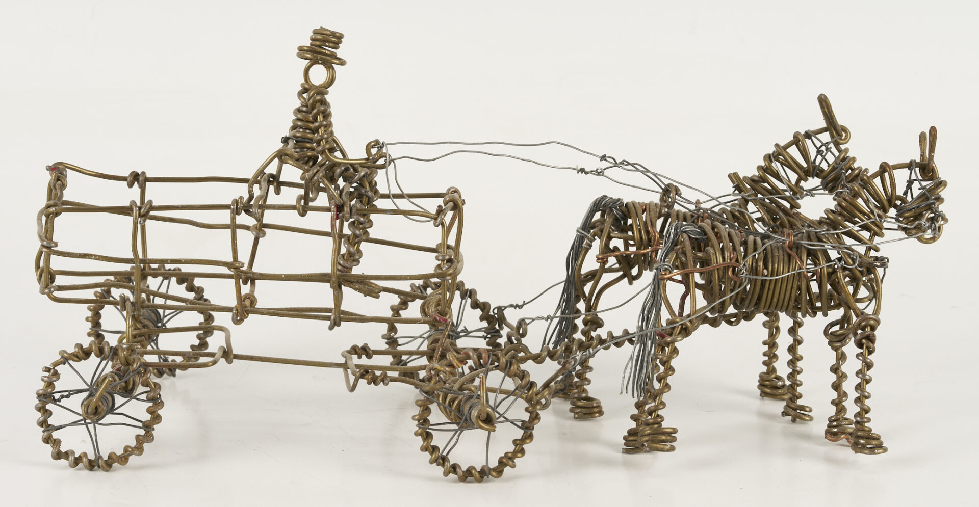 Lot 1050: Vannoy Streeter Wire Sculpture, Horse Drawn Wagon