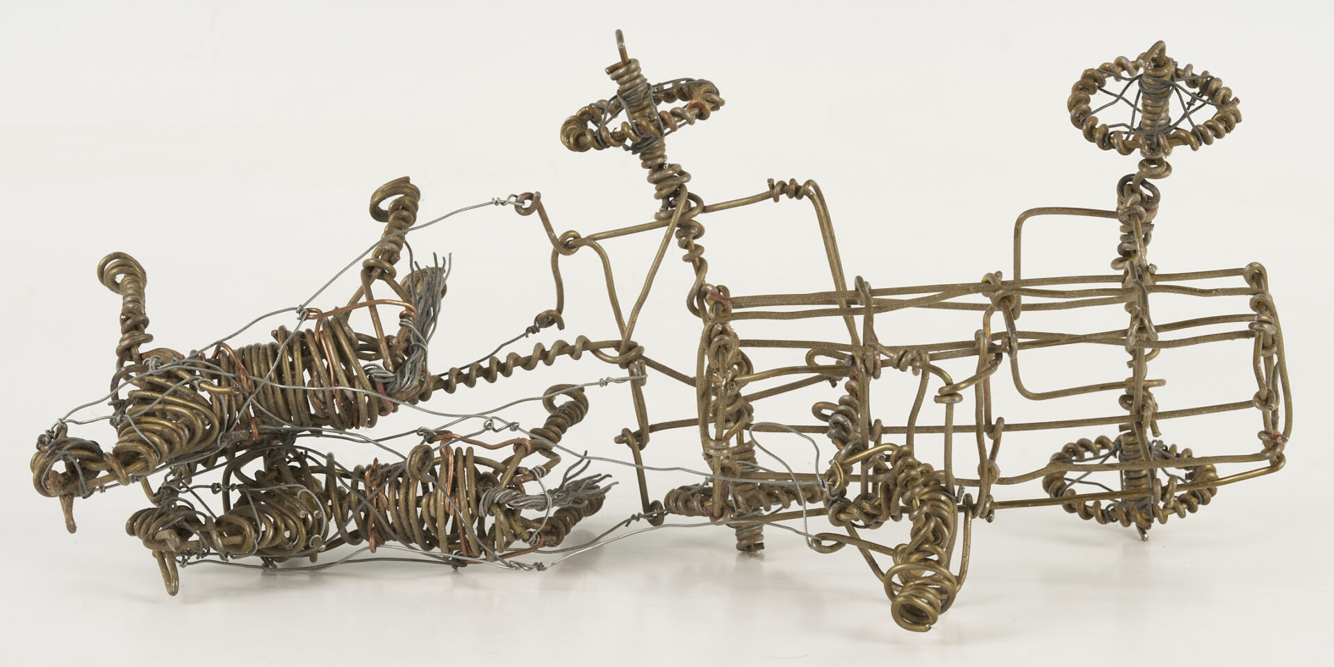 Lot 1050: Vannoy Streeter Wire Sculpture, Horse Drawn Wagon