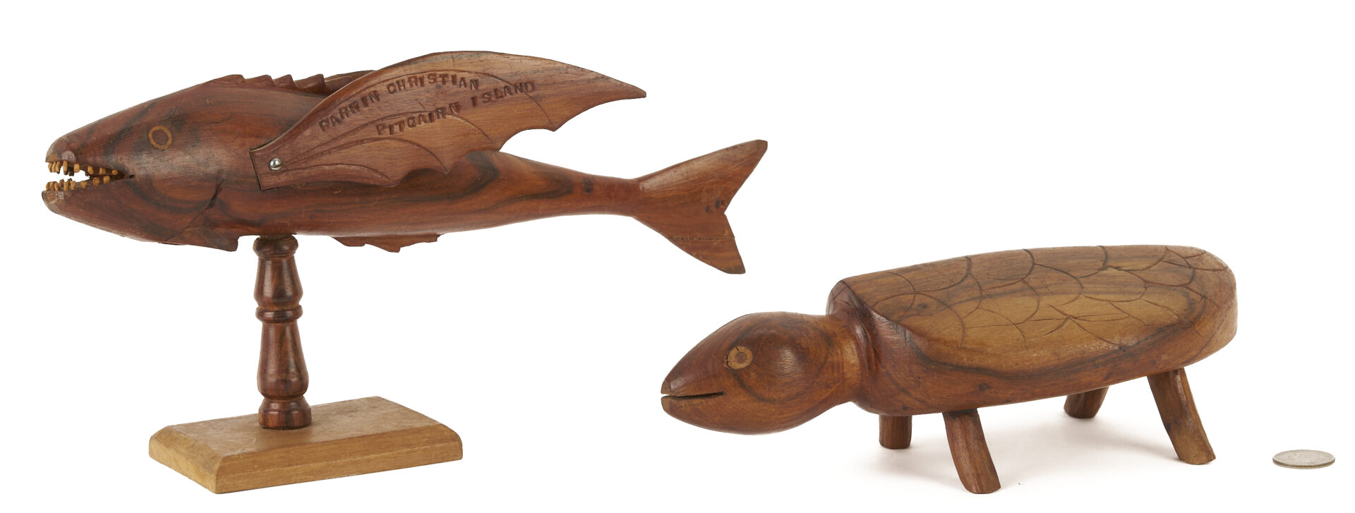 Lot 1052: 2 New Zealand Pitcairn Islands Carved Animal Sculptures incl. Parkin Christian