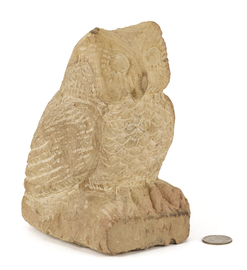Lot 1053: Carved Limestone Owl Sculpture