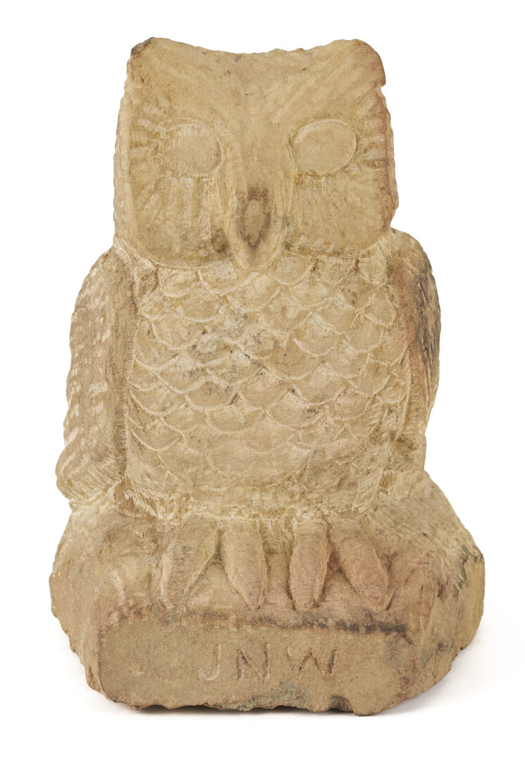 Lot 1053: Carved Limestone Owl Sculpture