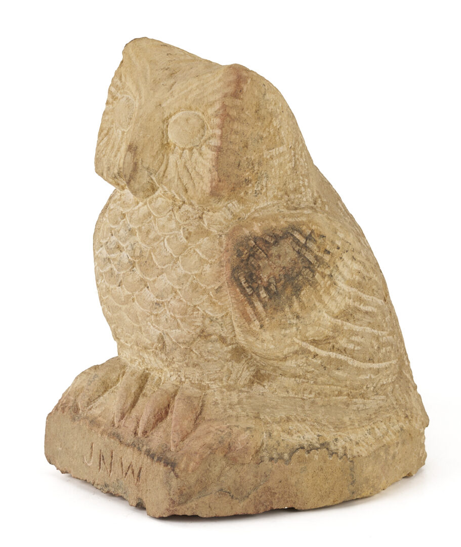 Lot 1053: Carved Limestone Owl Sculpture