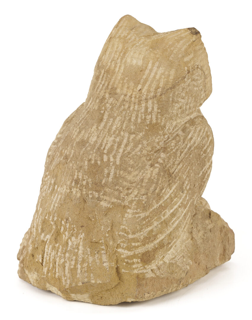Lot 1053: Carved Limestone Owl Sculpture