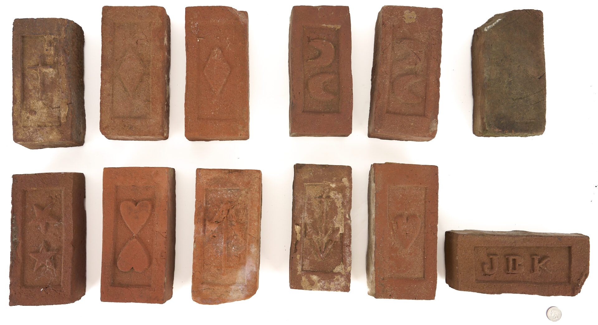 Lot 1054: 12 James B. Keller TN Folk Art Bricks