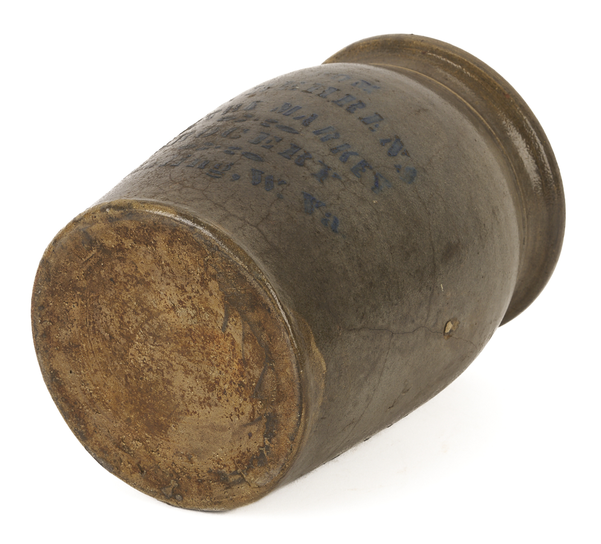 Lot 1055: 2 Stenciled Advertising Stoneware Jars, PA & West VA