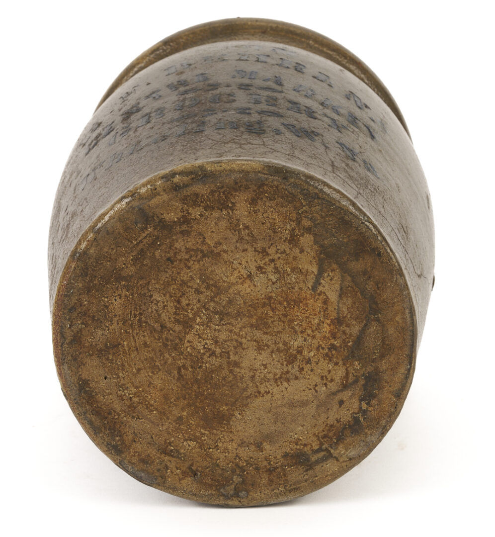 Lot 1055: 2 Stenciled Advertising Stoneware Jars, PA & West VA