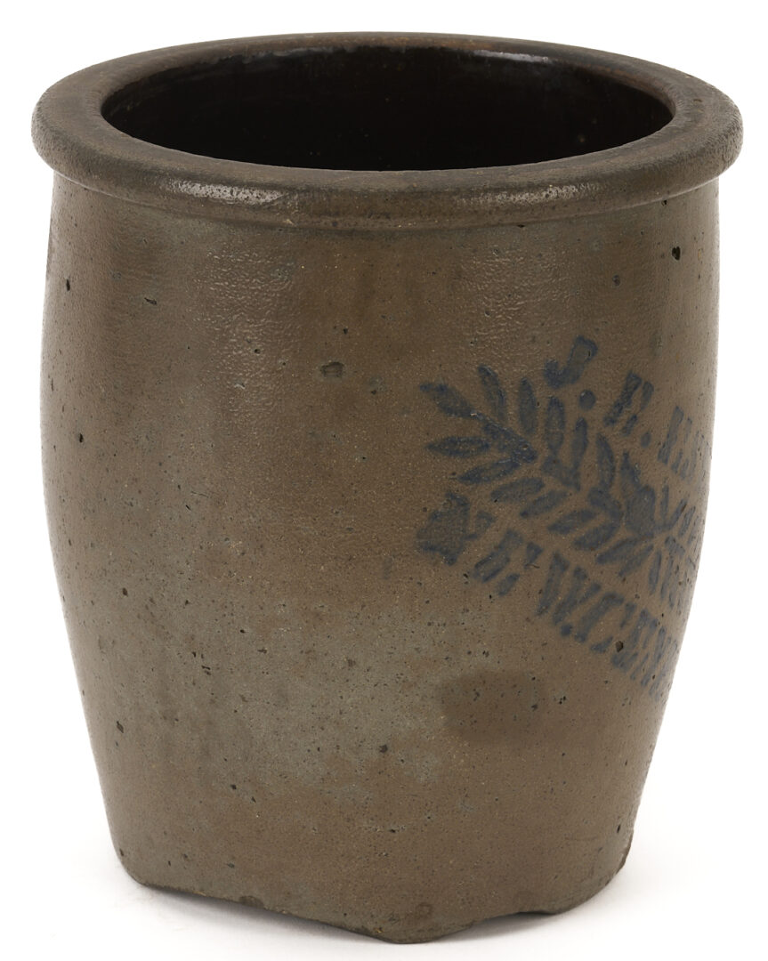 Lot 1055: 2 Stenciled Advertising Stoneware Jars, PA & West VA