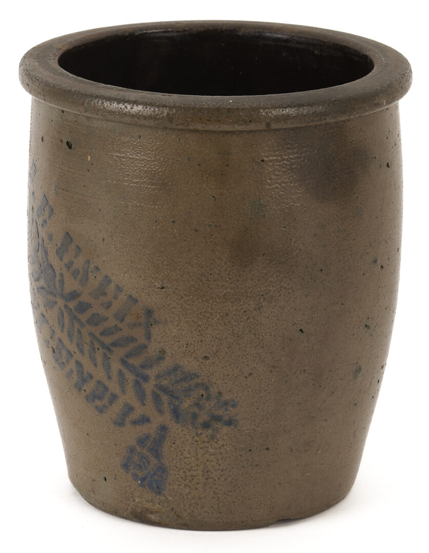 Lot 1055: 2 Stenciled Advertising Stoneware Jars, PA & West VA