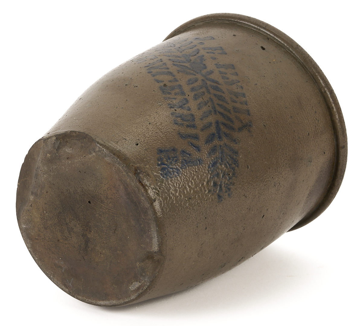 Lot 1055: 2 Stenciled Advertising Stoneware Jars, PA & West VA