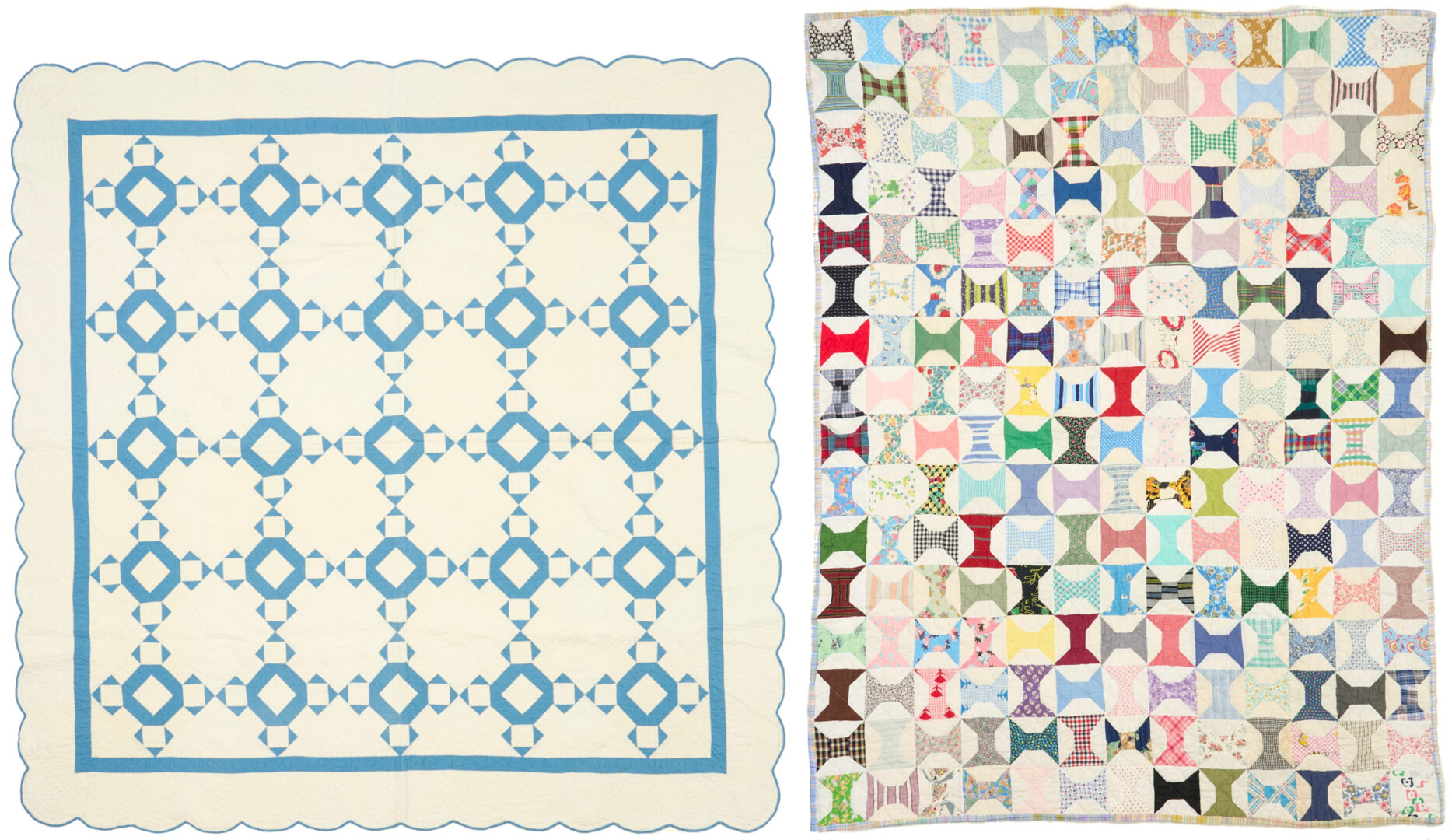 Lot 1060: Two American Pieced Quilts,  Rolling Stone & Spools Patterns