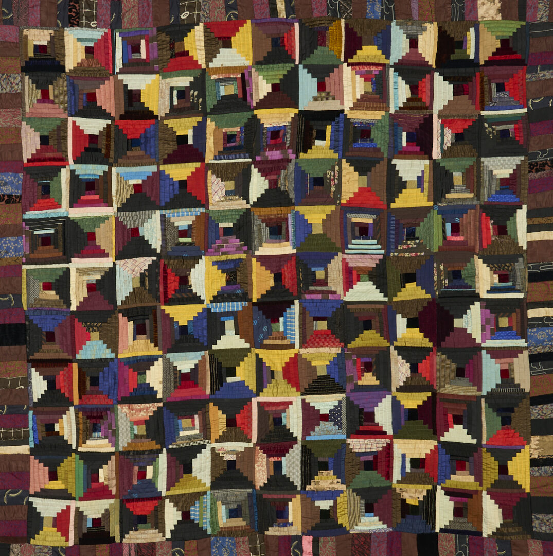 Lot 1061: 2 Quilts: Log Cabin & Brick Patterns, Ohio Provenance