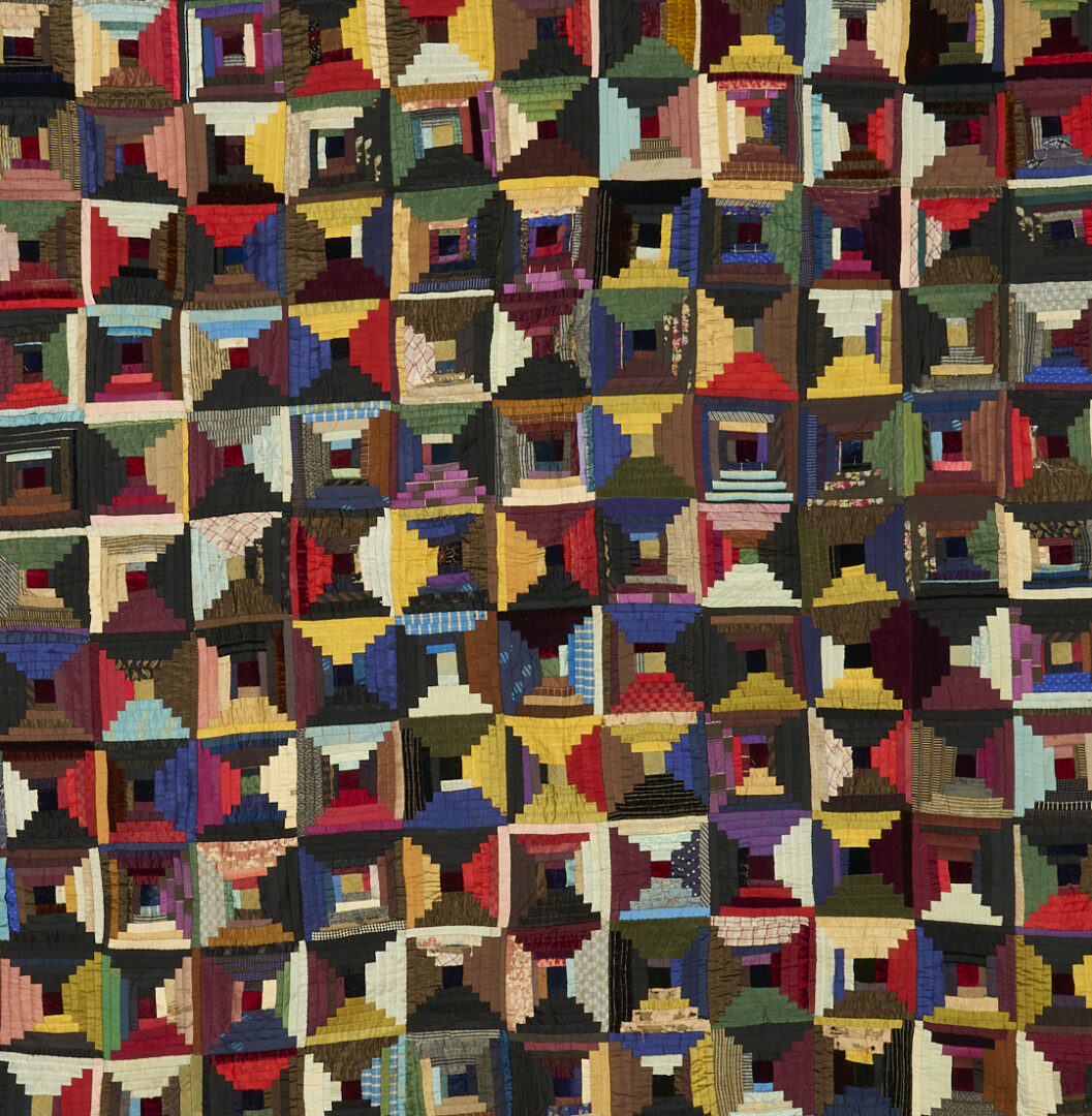 Lot 1061: 2 Quilts: Log Cabin & Brick Patterns, Ohio Provenance