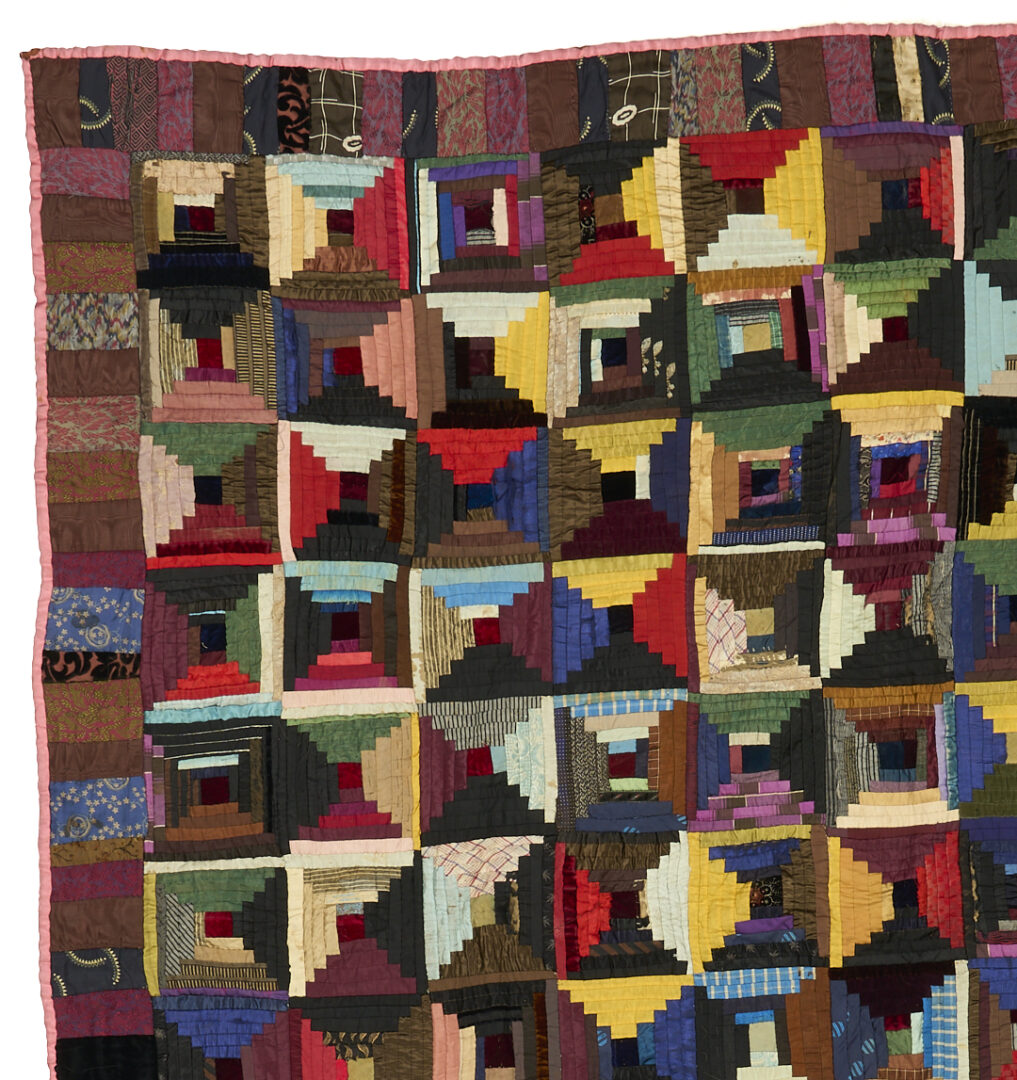 Lot 1061: 2 Quilts: Log Cabin & Brick Patterns, Ohio Provenance