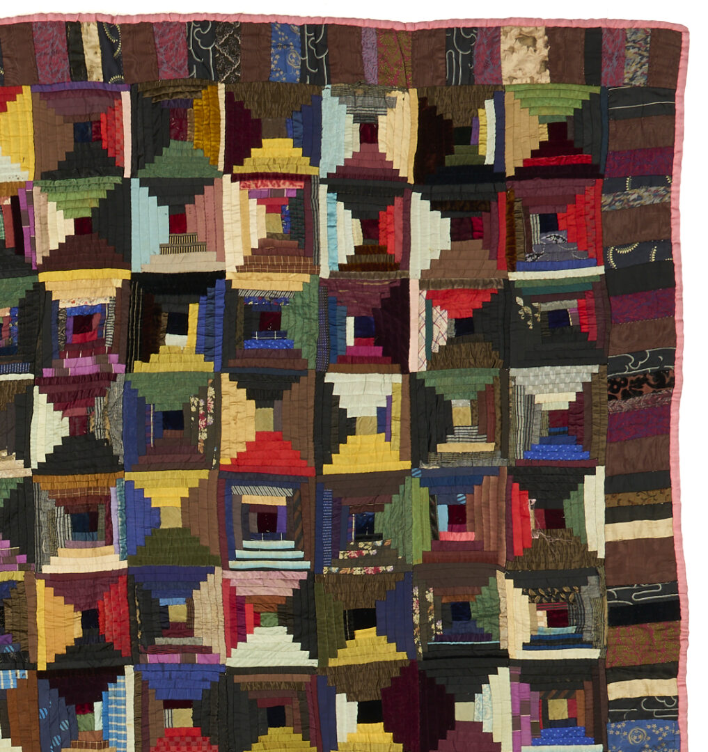 Lot 1061: 2 Quilts: Log Cabin & Brick Patterns, Ohio Provenance
