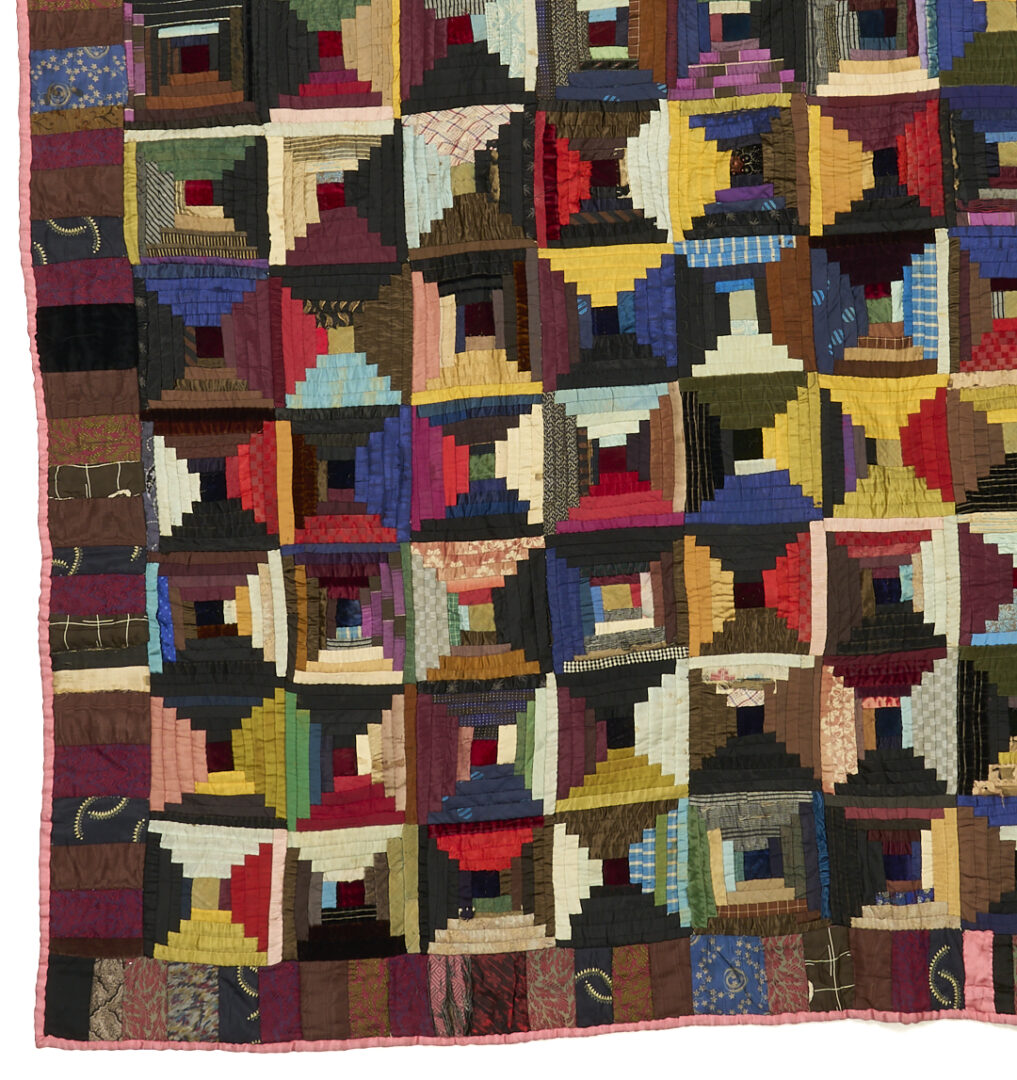 Lot 1061: 2 Quilts: Log Cabin & Brick Patterns, Ohio Provenance